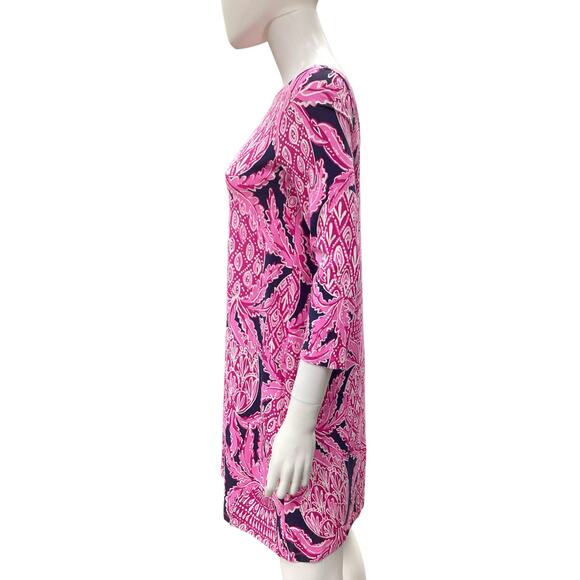 Lilly Pulitzer Dress Women’s Size S Stretchy 3/4 Sleeve Back With Cut Outs Pink - Picture 3 of 5
